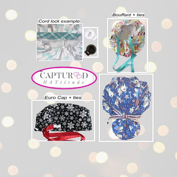 Mens Tie Back Scrub Cap Antlers & Evergreens - Handmade - Picture 7 of 9